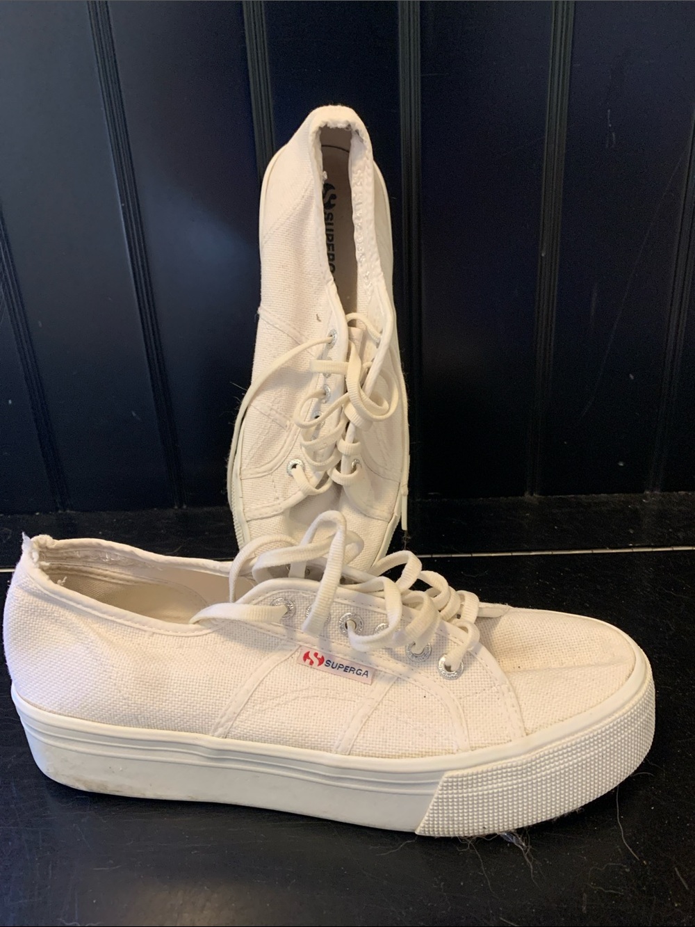 Superga Women's White Canvas Platform Sneakers